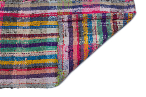 Girit Purple Striped Wool Handmade Area Rug 4'6" x 7'11"