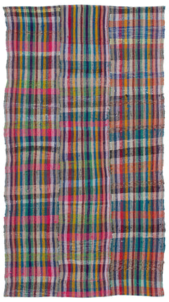 Girit Purple Striped Wool Handmade Area Rug 4'6" x 7'11"