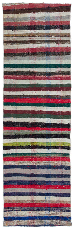 Girit Multy Striped Wool Handmade Area Rug 2'9" x 9'3"