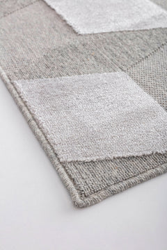 imola Grey Geometric Wool and Viscose Machine Made Area Rug