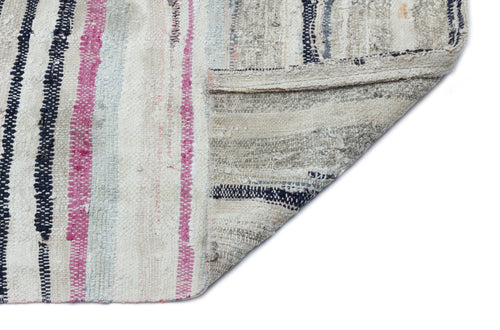 Girit Beige Striped Wool Handmade Area Rug 4'0" x 9'5"