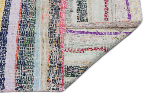 Girit Beige Striped Wool Handmade Area Rug 5'11" x 9'9"