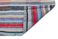 Girit Beige Striped Wool Handmade Area Rug 5'5" x 7'8"