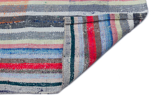 Girit Beige Striped Wool Handmade Area Rug 5'5" x 7'8"