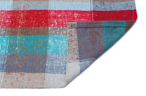 Girit Blue Striped Wool Handmade Area Rug 2'8" x 10'0"