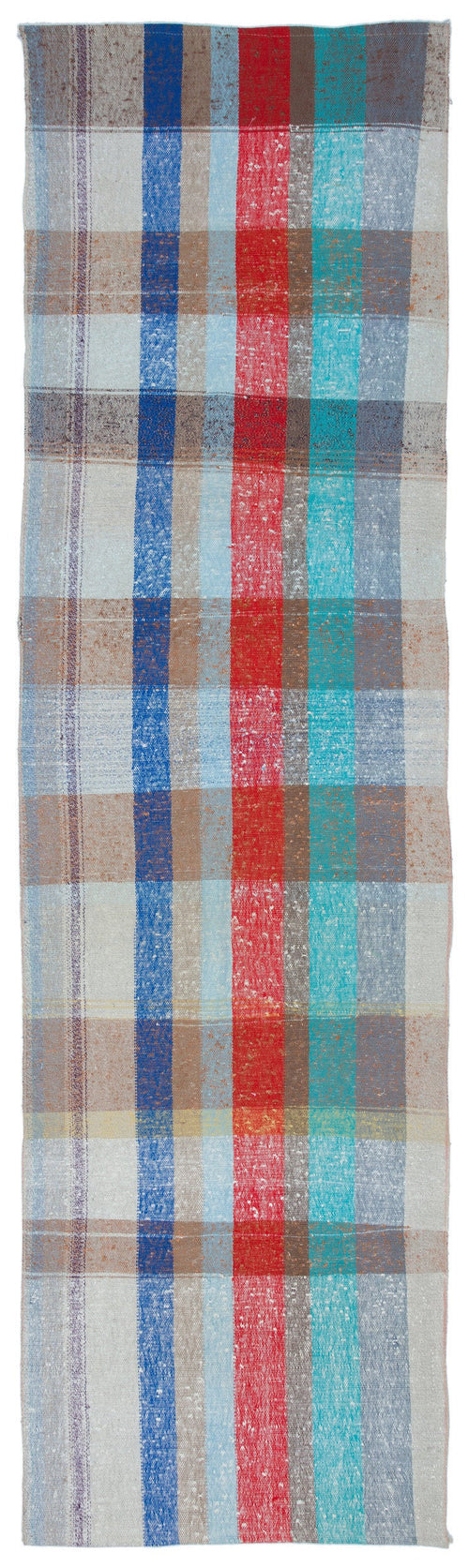 Girit Blue Striped Wool Handmade Area Rug 2'8" x 10'0"