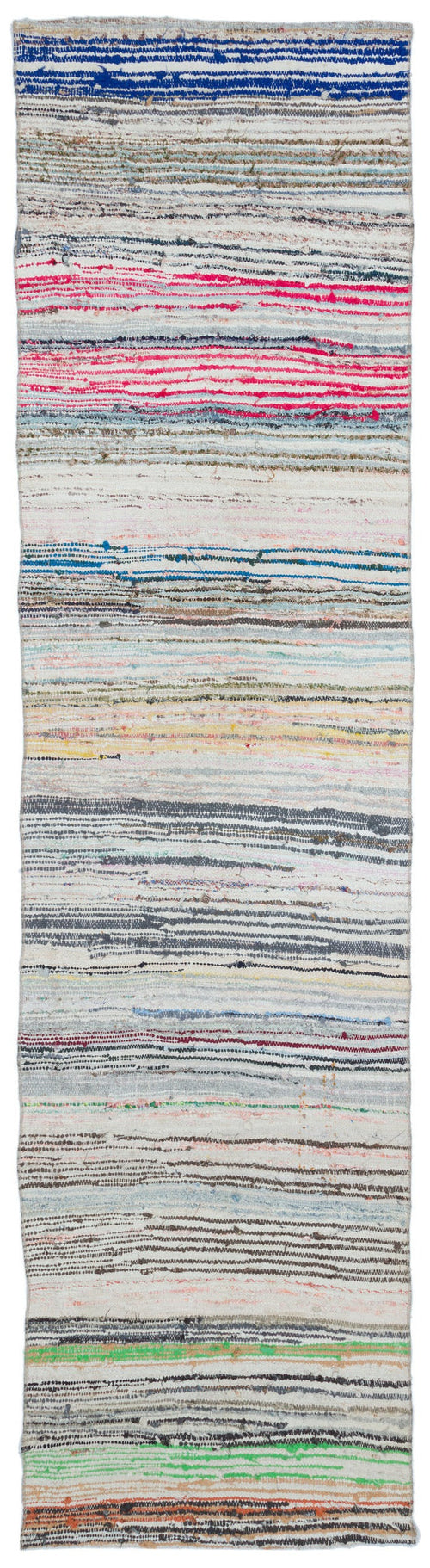 Girit Beige Striped Wool Handmade Area Rug 2'6" x 9'10"