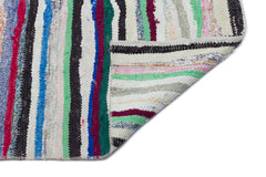 Girit Grey Striped Wool Handmade Area Rug 4'2" x 10'0"