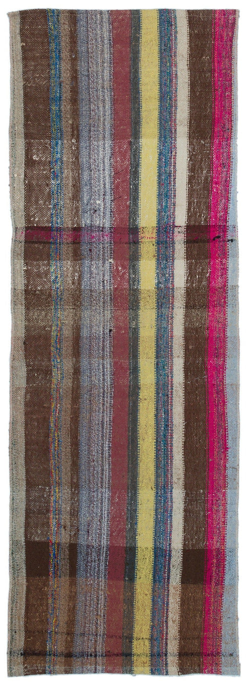 Girit Brown Striped Wool Handmade Area Rug 2'4" x 6'9"