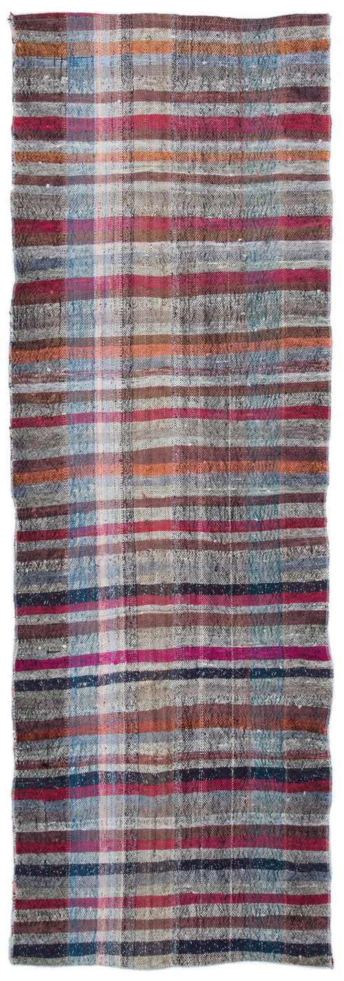 Girit 32442 Grey Striped Wool Handmade Area Rug 2'9" x 8'2"