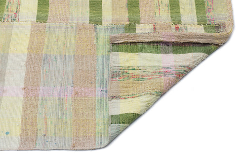 Girit Beige Striped Wool Handmade Area Rug 5'7" x 9'5"