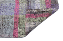 Girit Beige Striped Wool Handmade Area Rug 6'6" x 6'11"