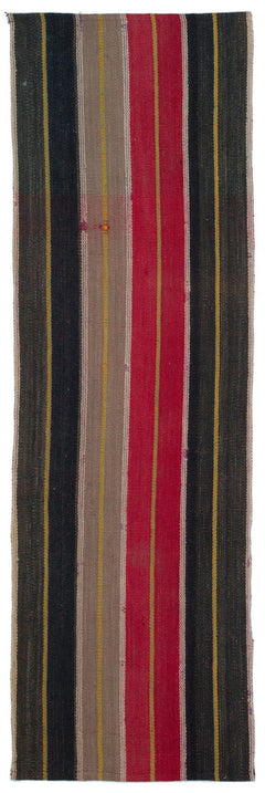 Girit Brown Striped Wool Handmade Area Rug 2'4" x 7'10"