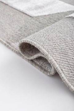 imola Grey Geometric Wool and Viscose Machine Made Area Rug