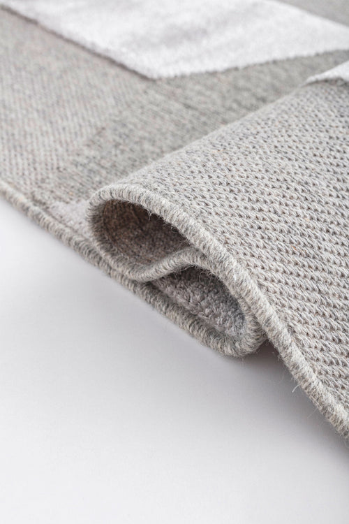 imola Grey Geometric Wool and Viscose Machine Made Area Rug