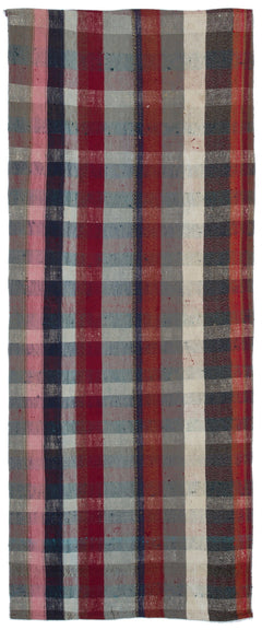 Girit Grey Striped Wool Handmade Area Rug 3'5" x 8'7"