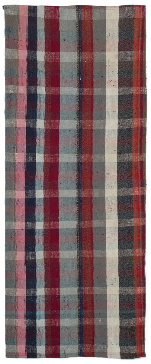 Girit Grey Striped Wool Handmade Area Rug 3'5" x 8'7"