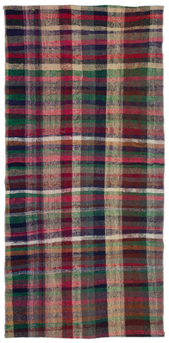 Girit Multy Striped Wool Handmade Area Rug 4'5" x 9'3"