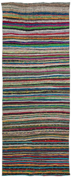 Girit Beige Striped Wool Handmade Area Rug 6'0" x 9'9"
