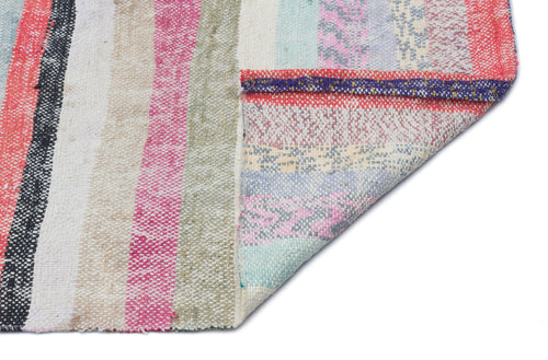 Girit Beige Striped Wool Handmade Area Rug 3'1" x 10'10"