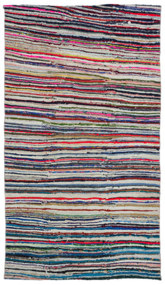 Girit Multy Striped Wool Handmade Area Rug 4'8" x 8'2"
