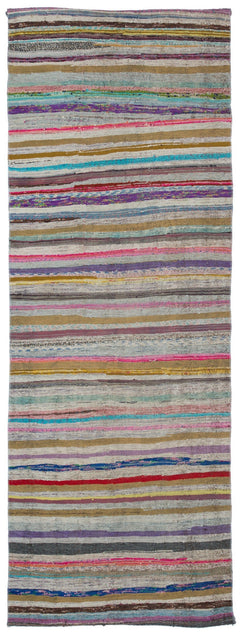 Girit Beige Striped Wool Handmade Area Rug 5'7" x 7'9"