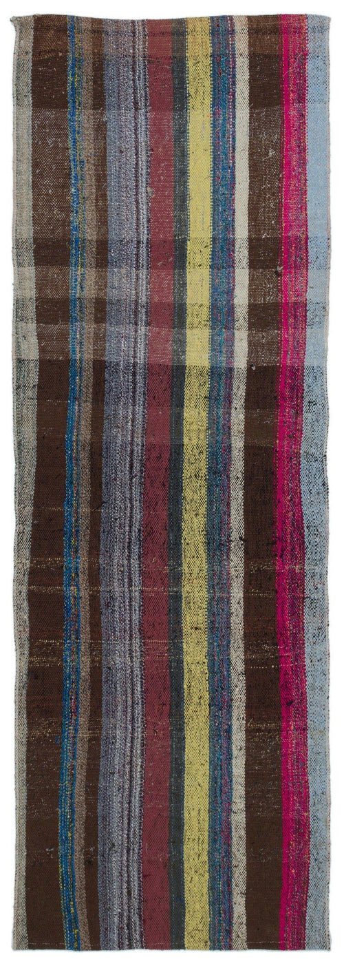 Girit Brown Striped Wool Handmade Area Rug 2'4" x 6'11"