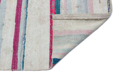 Girit Beige Striped Wool Handmade Area Rug 2'0" x 10'6"