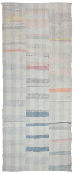 Girit Beige Striped Wool Handmade Area Rug 4'5" x 11'0"