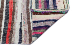 Girit Beige Striped Wool Handmade Area Rug 5'1" x 7'10"