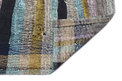 Girit Grey Striped Wool Handmade Area Rug 3'3" x 10'3"