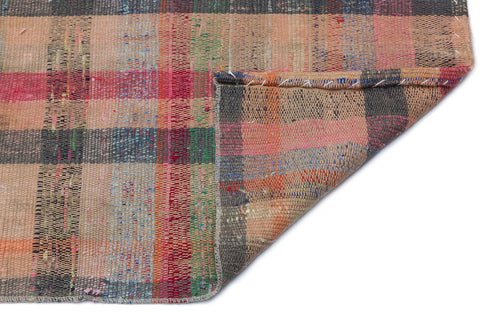 Girit Brown Striped Wool Handmade Area Rug 3'7" x 7'1"