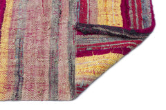 Girit Pink Striped Wool Handmade Area Rug 3'8" x 8'4"