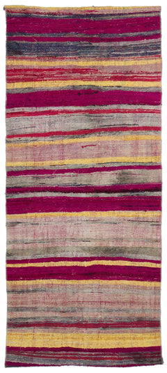 Girit Pink Striped Wool Handmade Area Rug 3'8" x 8'4"