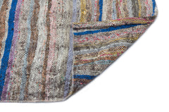 Girit Beige Striped Wool Handmade Area Rug 3'8" x 8'11"