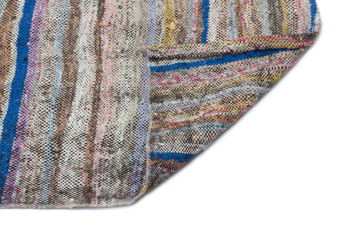 Girit Beige Striped Wool Handmade Area Rug 3'8" x 8'11"