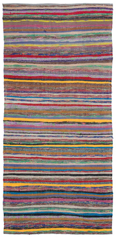 Girit Multy Striped Wool Handmade Area Rug 3'10" x 8'0"