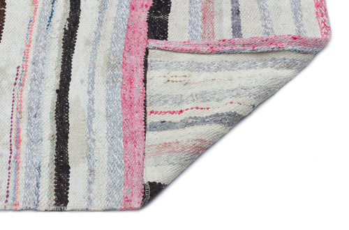 Girit Beige Striped Wool Handmade Area Rug 5'5" x 9'4"