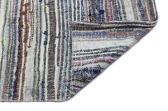 Girit Beige Striped Wool Handmade Area Rug 4'1" x 9'8"