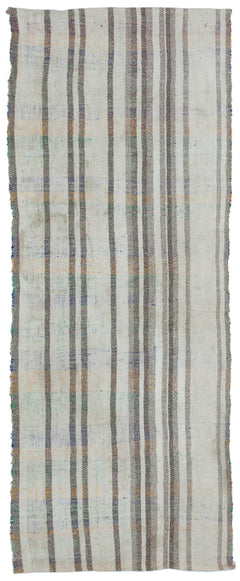 Girit Beige Striped Wool Handmade Area Rug 3'5" x 8'10"