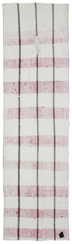 Girit Beige Striped Wool Handmade Area Rug 3'2" x 11'4"