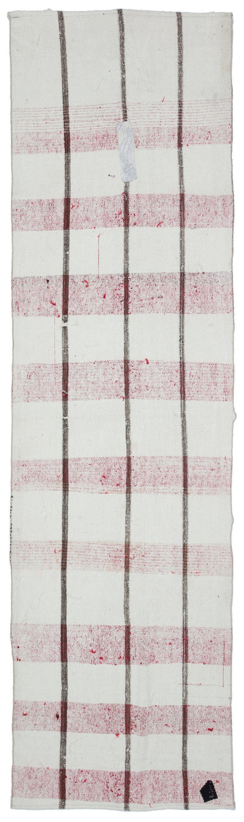 Girit Beige Striped Wool Handmade Area Rug 3'2" x 11'4"