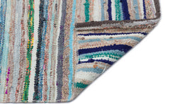 Girit Beige Striped Wool Handmade Area Rug 5'3" x 8'2"