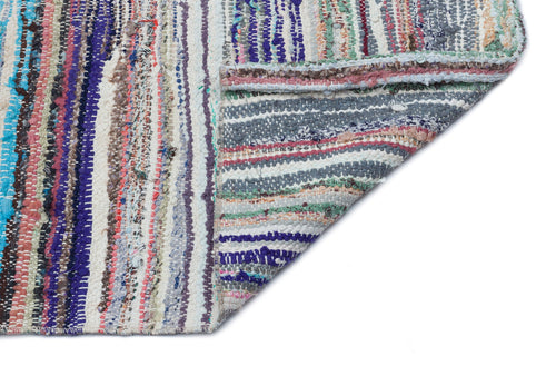 Girit Beige Striped Wool Handmade Area Rug 4'7" x 10'7"