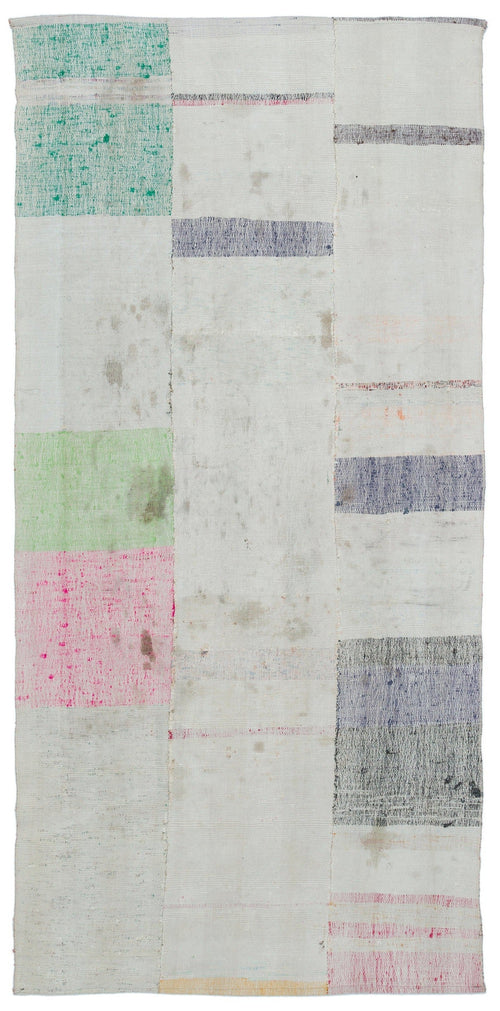 Girit Beige Striped Wool Handmade Area Rug 3'10" x 8'3"