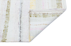 Girit Beige Striped Wool Handmade Area Rug 2'4" x 7'6"