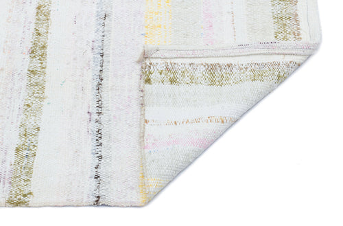 Girit Beige Striped Wool Handmade Area Rug 2'4" x 7'6"