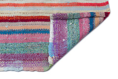 Girit Beige Striped Wool Handmade Area Rug 4'2" x 6'7"