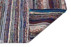 Girit Beige Striped Wool Handmade Area Rug 4'2" x 5'11"