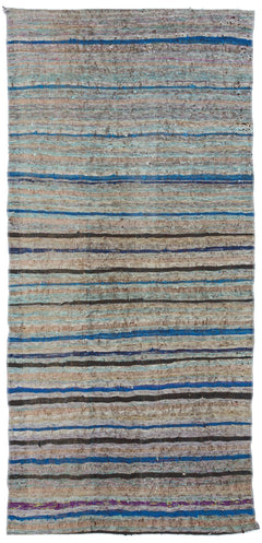 Girit Grey Striped Wool Handmade Area Rug 3'10" x 8'0"